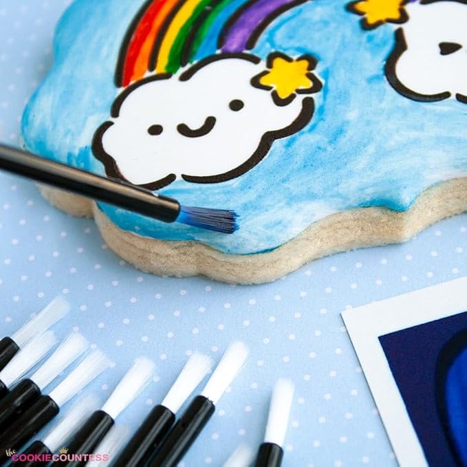 The Cookie Countess Value Pack of 120 Food Safe Paint Brushes for PYO Cookies