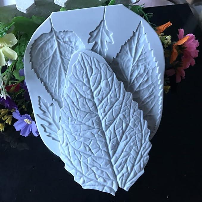 Leaf Silicone Mold Rose Flower Fondant Molds DIY Cake Decorating Tools Sugarcraft Candy Resin Clay Chocolate Gumpaste Moulds (2pcs(13 * 13.5cm,8.6 * 13.3cm))