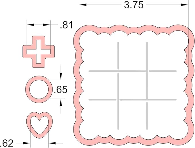 Cookie Cutter and Stencil Set Bundle Kit PYO Cookies Paint Your Own Diy Bakery Fondant Sugar Happy Birthday Wedding Baby Candle Kids Painting Coloring Pages Comb (Tic-tac-toe)
