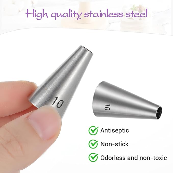 7 PCS Cake Decorating Tips, Round Hole Cake Piping Tips Set, Stainless Steel Vintage Piping Nozzles, Cake Frosting Tools Russian Pastry Icing Dispensers Supplies for Cake Cupcakes Cookies