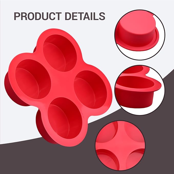 2-Pack Air Fryer Egg Bite Molds, 4-Cup Mini Round Muffin Pans Silicone Baking Molds for Oven Microwave Dishwasher Easy Breakfast Baking Tools