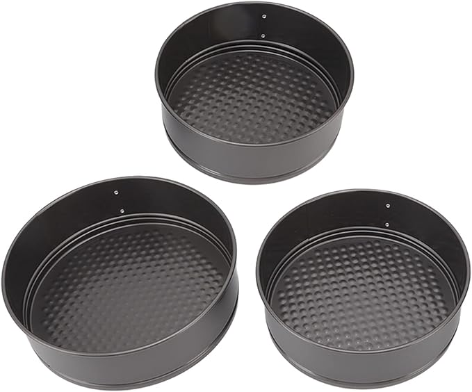 JTLB 3Pcs Cake Pan Set Prevent Sticking Round Springform Pan with Removable Bottom Baking Tool for Cheesecake Pizza Bread (24/26/28)