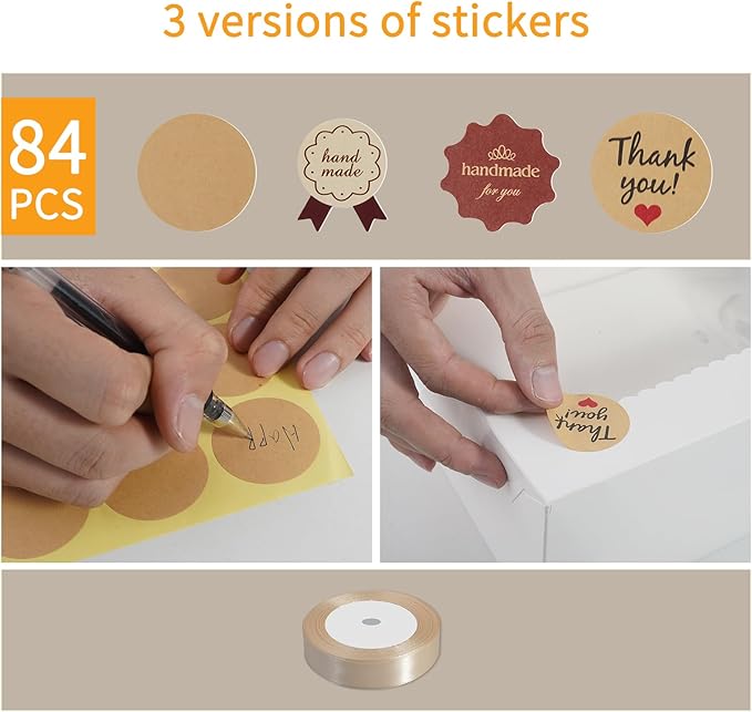 Aufind 12pcs Cake Boxes with Cake Board, 14x10x4 Inches White Bakery Boxes with Large Window for Quarter Sheet Cakes, Donuts, Cupcakes, Pastry & Pies