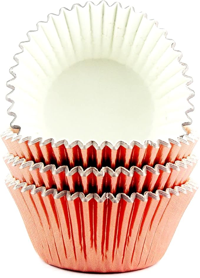 Eoonfirst Foil Cupcake Liners Standard Baking Cups 100 Pcs (Rose Gold)