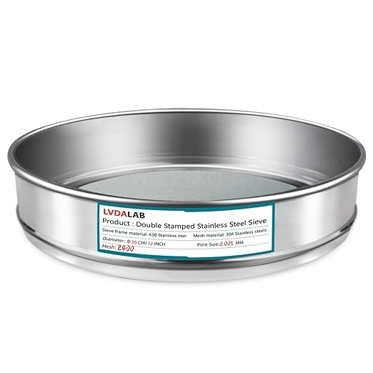 304 Stainless Steel Lab Sieve Screen Mesh, 2400 Mesh(0.005mm) Aperture Test Sieve, 12Inch(30cm) Diameter Economy Standard Analysis Sample Test Sieves for Industrial Laboratory Homes