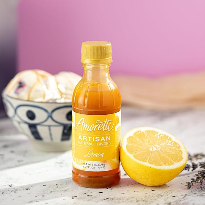 Amoretti - Natural Lemon Artisan Flavor Paste, 2.2 lbs, Perfect For Ice Cream, Beverages, Cakes, and more, Preservative Free, Vegan, Gluten Free, No Artificial Sweeteners, Highly Concentrated