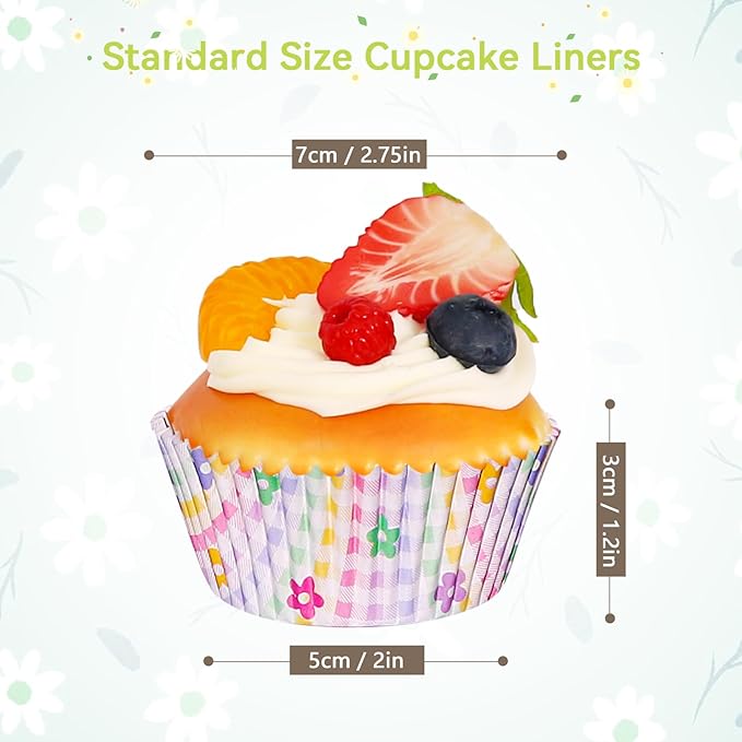 Standard Cupcake Liners 400 Count Paper Baking Cups Spring Floral Disposable Cupcake Wrappers for Wedding and Party Baking Supplies