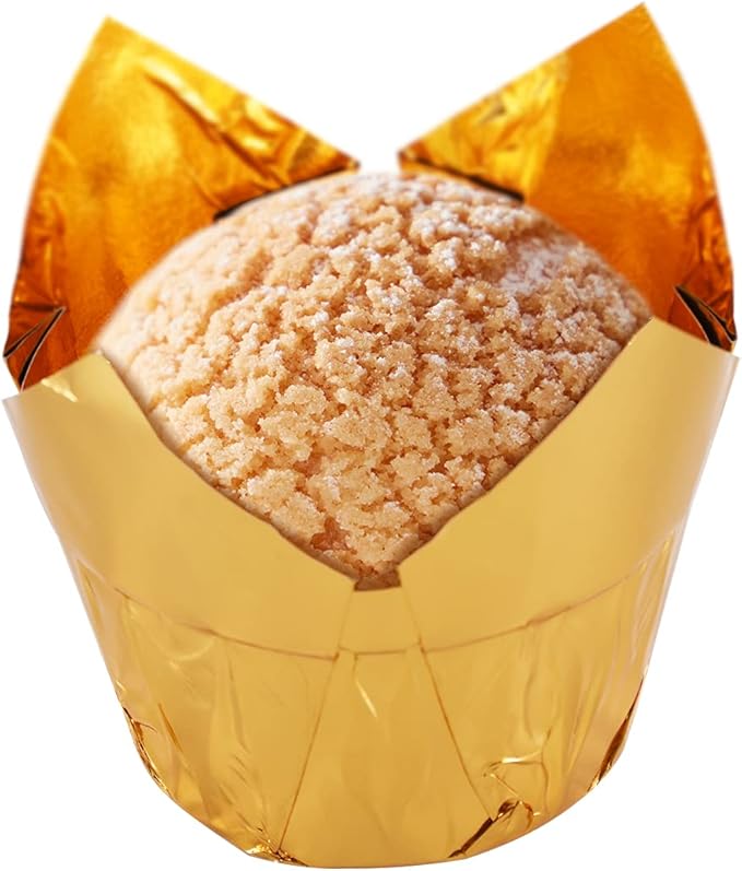 Party Hippo Gold Tulip Cupcake Liners 100 Pcs Baking Paper Cups Holders Greaseproof Muffin Cases Wrappers for Wedding Birthday Party Baby Shower (Gold)