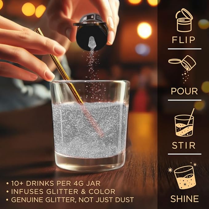Brew Glitter Clear Shimmer Edible Drink Glitter 1x 4g Jar for Cocktails, Beer, & Beverages