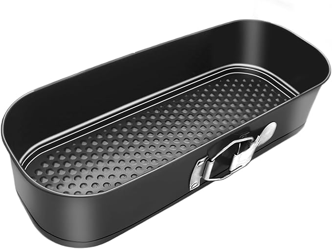 Oval Springform Cake Baking Pans: Non-Stick Cheesecake Pan with Removable Bottom, Quick Release Latch Bakeware Leakproof Bread Loaf Pan, Springform Loaf Pan 12.2" x 4.33" x 2.7"