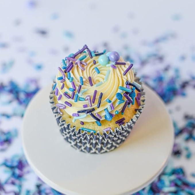 Ocean Cake Decorations - Vitamin Sea Sprinkles for Cake, Cookie, Cupcake Decorating, and Baking - Fancy Edible Ocean Cake Sprinkle and Toppings in Blue and Purple Jimmies, Sugar Pearl