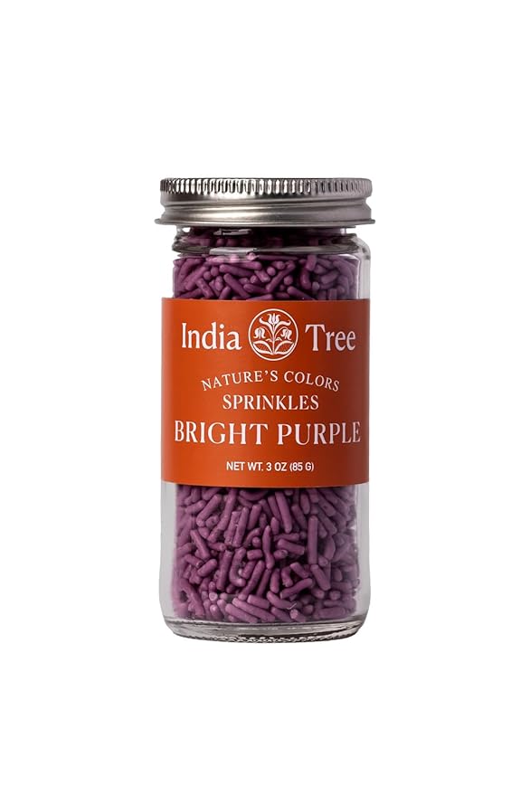 Bright Purple Sprinkles – Vegan, Non‑GMO, Dye‑Free, Allergen‑Free, 3 oz Jar – India Tree Nature’s Colors
