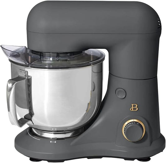 Beautiful 5.3QT Stand Mixer, 300W, 12 Speeds, Tilt-Head, Dishwasher-Safe, Splash Shield, Stainless Steel Bowl, Premium Matte Finish, for Baking & Cooking (Oyster Gray)