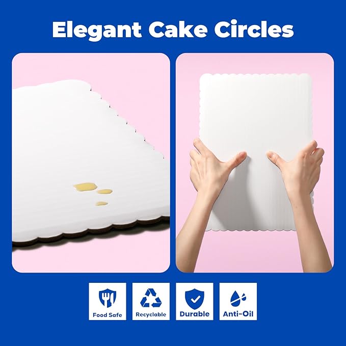 Fit Meal Prep [20 Pack 19x14 Rectangle Cake Boards White Cardboard Cake Base, Half Sheet Disposable, Desserts and Pastries Food Bottoms, Grease Proof and Moisture Resistant
