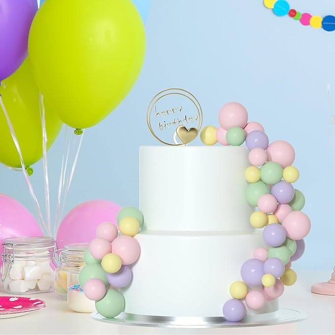 ASTARON 32 Pcs Ball Cake Topper Decorations Mini Balloons Cake Topper Sticks Foam Balls Cake Picks Cake Topper Balls Cake Decorations for Wedding Party Birthday Cake Toppers (Colorful)