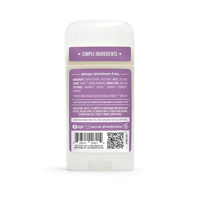 HUMBLE BRANDS Aluminum-Free Deodorant Stick, Subtle & Citrus, Bergamot Ginger, Mountain Lavender, Moroccan Rose, Pack of 3