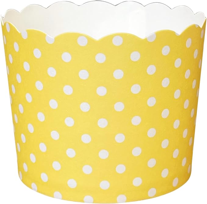 Paper Baking Cups (Polka Dots), Greaseproof Disposable Cupcake Liners (Yellow, Large Cups (50-Pack))