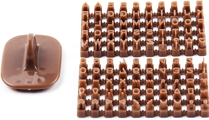 Letter Stamps for Clay-Pottery Stamps with Double Small Alphabet & Numeric Symbols, Also Used as Cookie Stamps Letters & Clay Letter Stamps (Brown_100pcs)