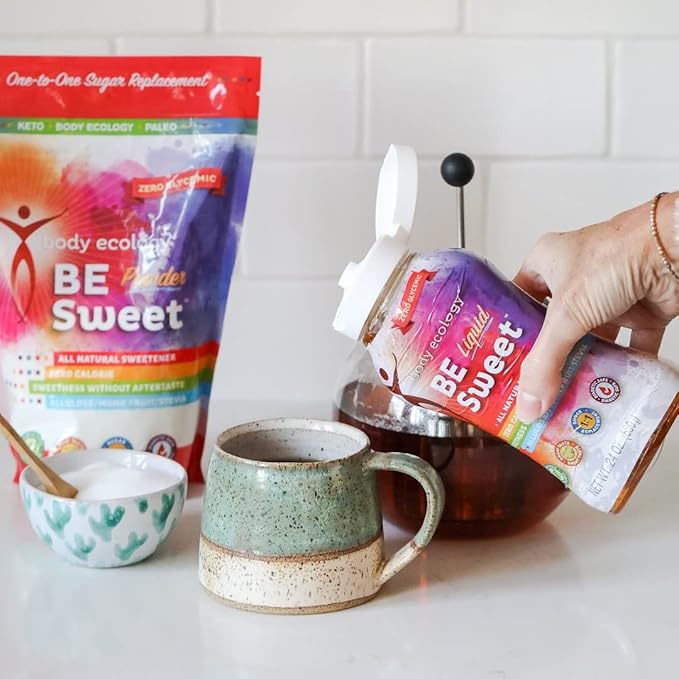 Body Ecology BE Sweet Liquid Sugar Substitute | All-Natural Sweetener | Zero Calorie Stevia Liquid | Zero Glycemic | Reusable 24 OZ