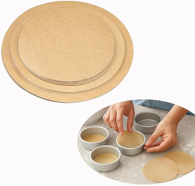 300 Sheets Round Baking Parchment Paper, 4,6,8 Inch Non-Stick Precut Parchment Liners for Cake Pans, Cookies, Grilling, Steaming, and Springform Baking