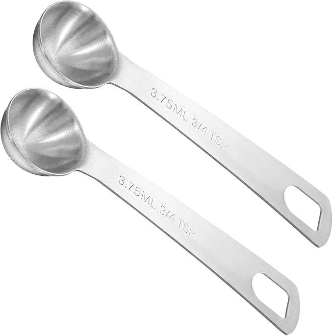 2Pcs 3/4 tsp Measuring Spoon, (1/4 tbsp | 3.75 ml | 1/8 oz) Stainless Steel Measure Spoons, Tablespoon Measuring Spoon with Precise Scale(Silver)