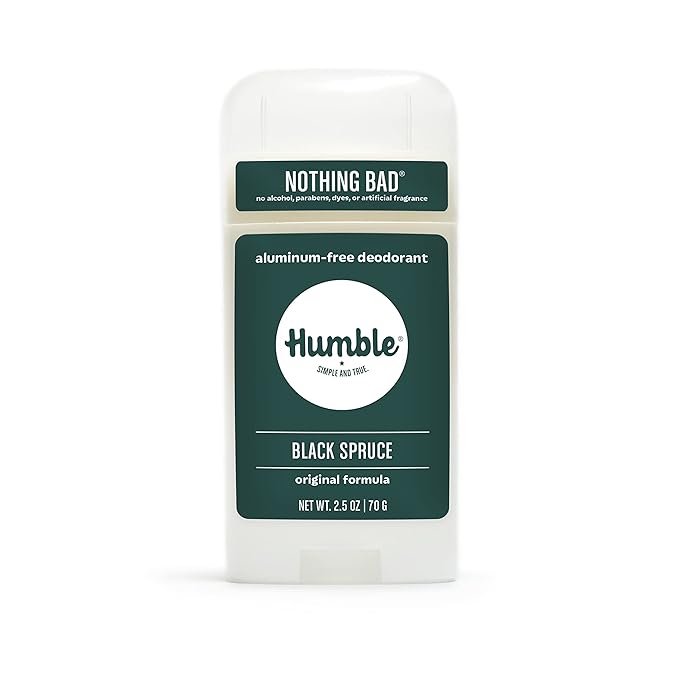 HUMBLE BRANDS Original Formula Aluminum-free Deodorant. Long Lasting Odor Control with Baking Soda and Essential Oils, Black Spruce, Pack of 1