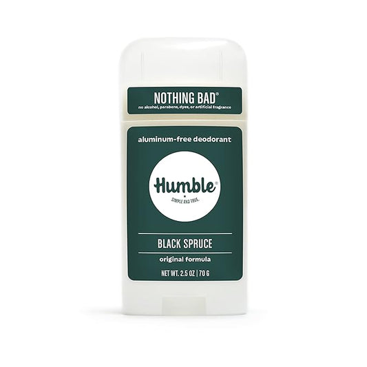 HUMBLE BRANDS Original Formula Aluminum-free Deodorant. Long Lasting Odor Control with Baking Soda and Essential Oils, Black Spruce, Pack of 1