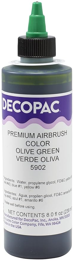 DecoPac Olive Green Food Coloring, 8 Fl Oz Airbrush Food Color, Edible Airbrush For Cake Decorating, Cookie Airbrush Coloring, Food Airbrush Kit Add-on, Airbrushes For Cake Decorating 8Fl Oz
