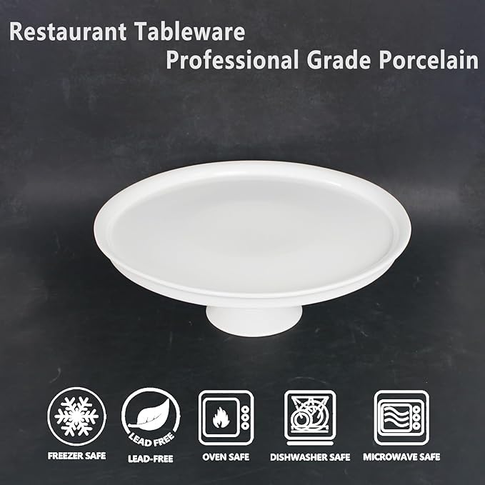 Porcelain Cake Stand, 13.7 Inch Round Dessert Stand, Cupcake Stand - Wedding and Birthday Decorative Cake Pedestal Stand - Dessert Display for Parties, Restaurants, Birthdays