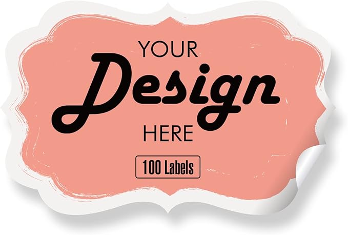 Custom Personalized Labels - Any Design Image Logo Text, Thank You Stickers for Business, 100 Labels (Fancy Frame, 4"x2")