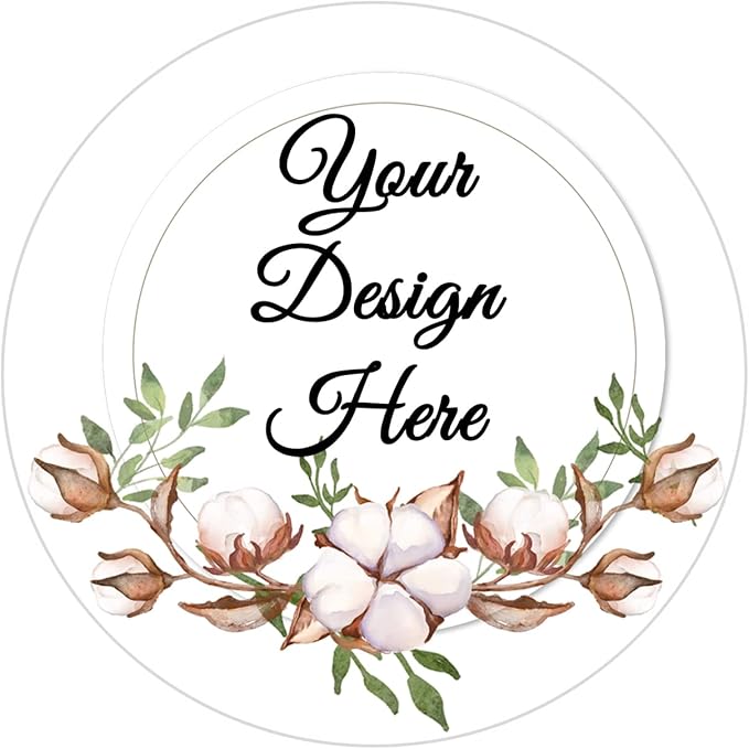 100-500 Pack Personalized Stickers Labels Floral Round Custom Labels with Your own Business Logo for Favors Wedding Birthday Party Baby Shower(Design 17)