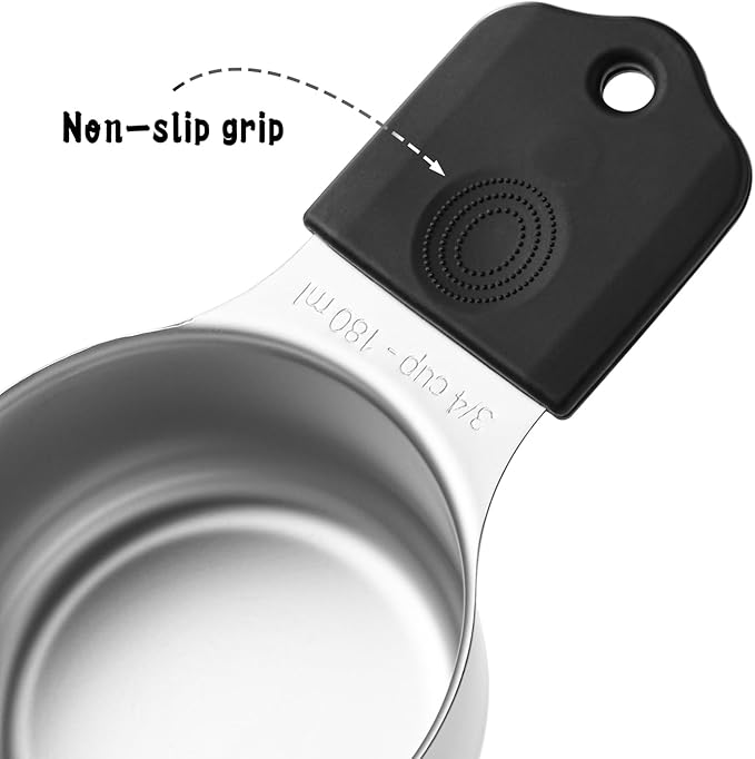 Magnetic Measuring Cups Set of 8 Stainless Steel Measuring Cup Stackable Measuring Cups for Dry and Liquid Ingredients (Black)