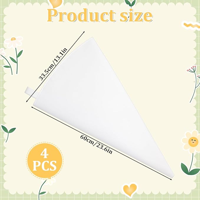 4 Pcs Piping Pastry Bags, Reusable 24 Inch Cake Decorating Bags Non-Slip Extra Thick Durable Cake Decorating Bag for Icing Cakes Cookies Baking Decoration Supplies