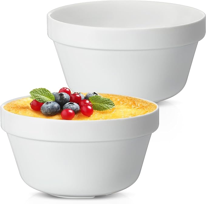 2 Pieces Ceramic 1.6qt Pudding Basins White 8 Inch Christmas Pudding Mold Bowls for Steaming Ovenproof Durable and Sturdy Porcelain Steamed Plum Puddings Bowl Basin, Easy to Clean