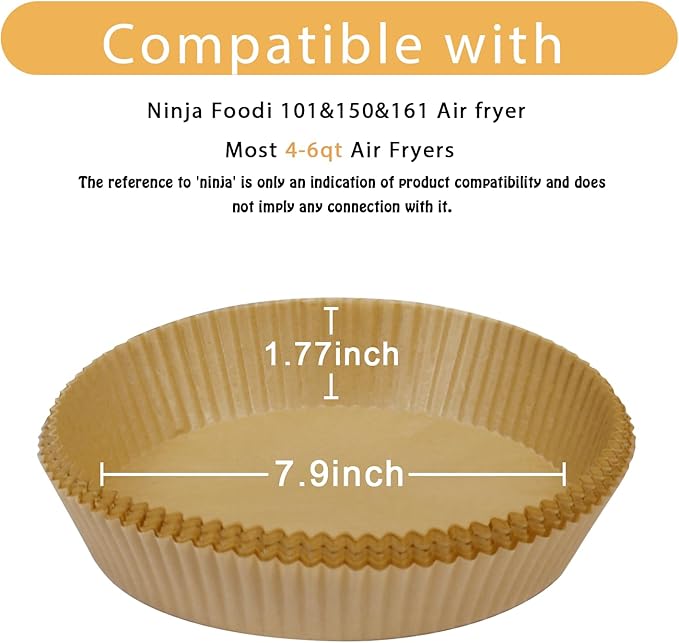 200 Pcs Air Fryer Liners - Disposable Parchment Paper Sheets for Ninja Air Fryer AF101 & AF150 XL