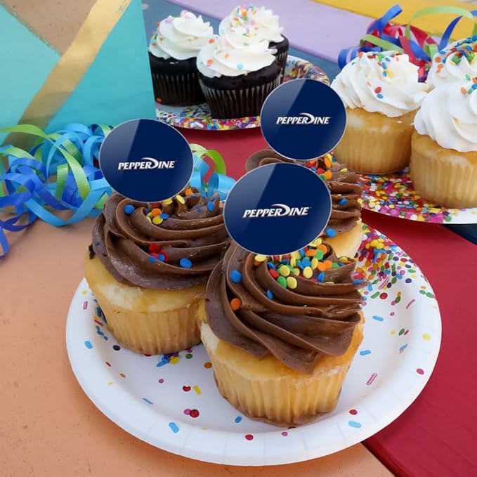 Pepperdine University Primary Logo Cupcake Picks Toppers Decoration Set of 6