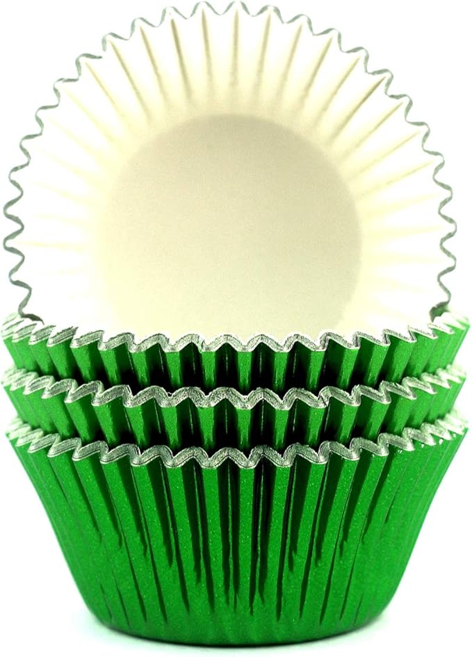 Eoonfirst Foil Cupcake Liners Standard Baking Cups 100 Count (Green)