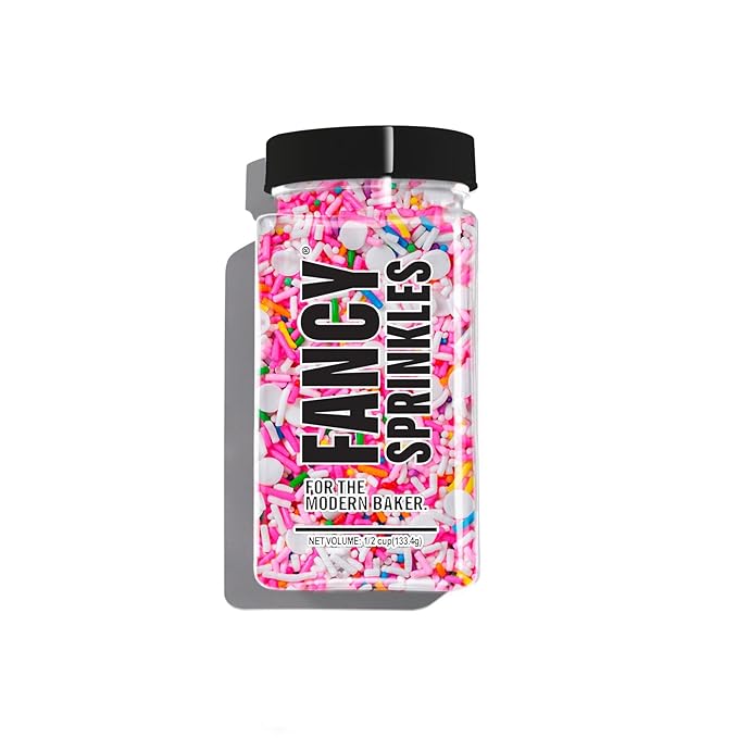 Fancy Sprinkles Pink Pinata Sprinkles, Real Sugar, For Ice Cream, Cookies, Cakes, Cupcakes, Dessert Decorating, Pink & Rainbow Sprinkles (0.5c)
