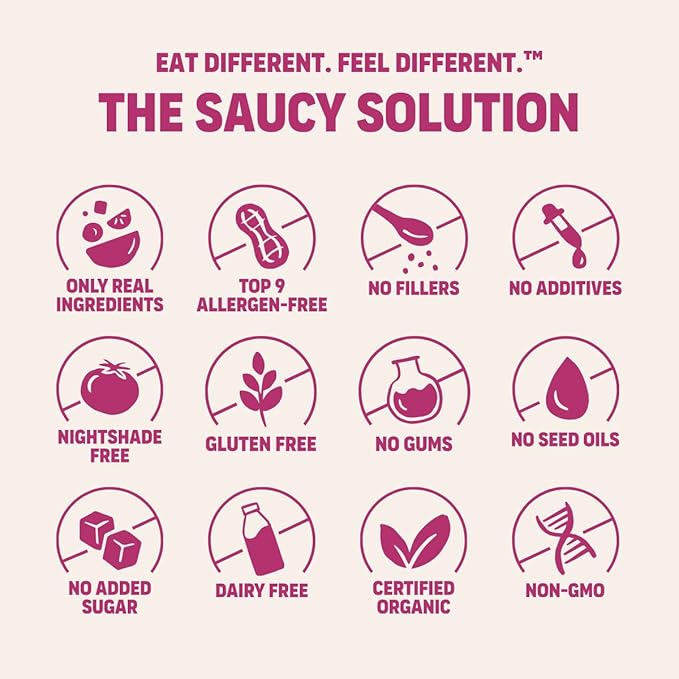 Get Saucy Tikka Masala Sauce - Gluten-Free, Dairy-Free, Corn-Free, Seed Oil-Free, Refined Sugar-Free, Nightshade-Free, Organic, Non-GMO, Preservative-Free, Healthy & Easy Meal (1 Pack, 16oz)