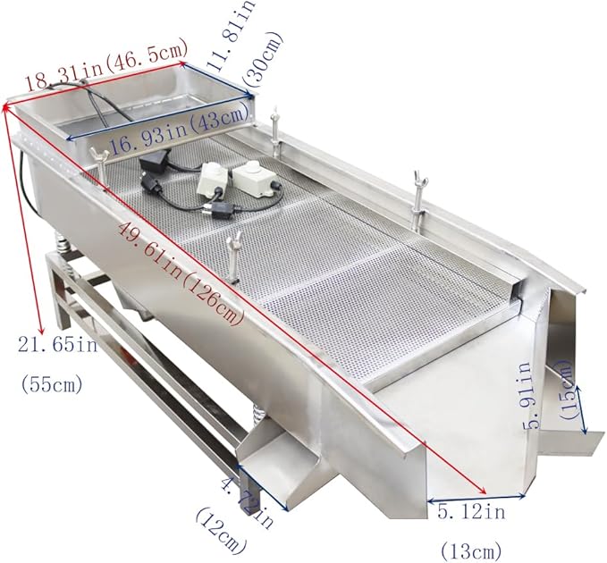 Electric Linear Vibrating Sifter(Two Motors+ 4&1mm Two Screens) Straight Vibrating Sieve Shaker Stainless Steel Linear Sifter Machine Linear Shaker 110v