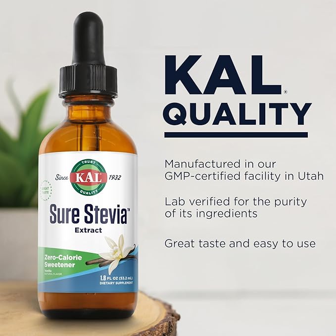 KAL Pure Stevia Extract, Vanilla, 1.8 Fluid Ounce