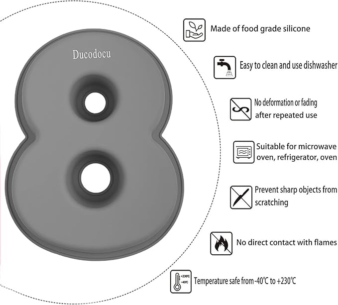 Ducodocu Silicone Number Cake Pan Large 3D Number Cake Mold Baking Forms Novel Cake Tins DIY Baking Mold for 2/20th Birthday Wedding Anniversary 10 inch Number of 1&8, 2 Pack