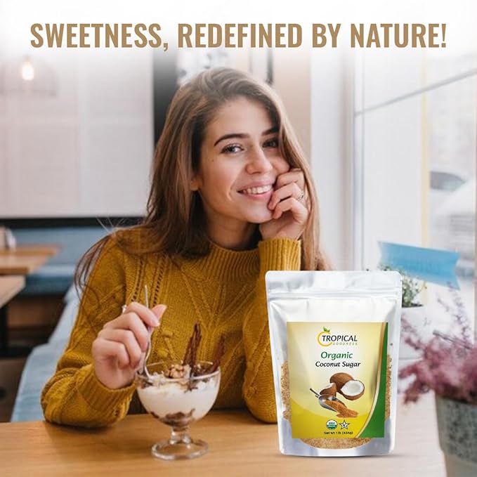 Tropical Goodness Organic Coconut Palm Sugar — 16 oz (1 lb) | USDA Organic • Kosher • Vegan • Non-GMO | Natural Low-Glycemic Sweetener for Baking, Coffee, & Cooking — Sustainable, Unrefined Tropical Flavor