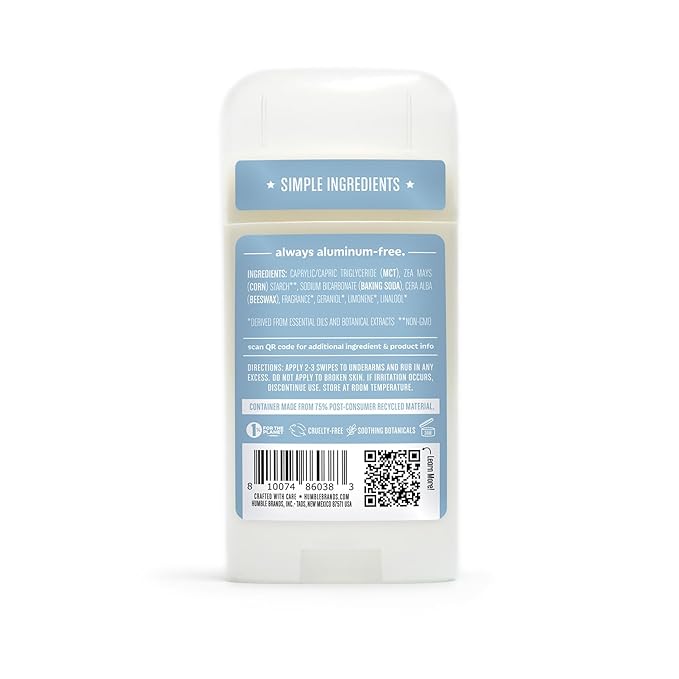 HUMBLE BRANDS Original Formula Aluminum-free Deodorant. Long Lasting Odor Control with Baking Soda and Essential Oils, Spring Awakening, 3-Pack