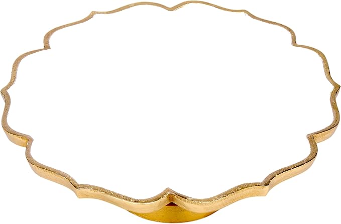 Cruiser’s Caché 16" Sculpted Metal Cake Stand, White Enamel and Rustic Gold Finish, Handcrafted