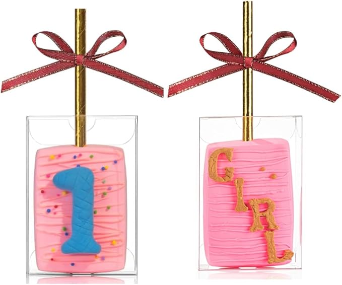 RomanticBaking 100 Pack 3.5"x 2.4"x 1.38" Clear Rice Krispie Treat Boxes with Hole for Cakesickle,Small Macaron,Candy,Treat Boxes Graduation Bab Show Party Favors Box