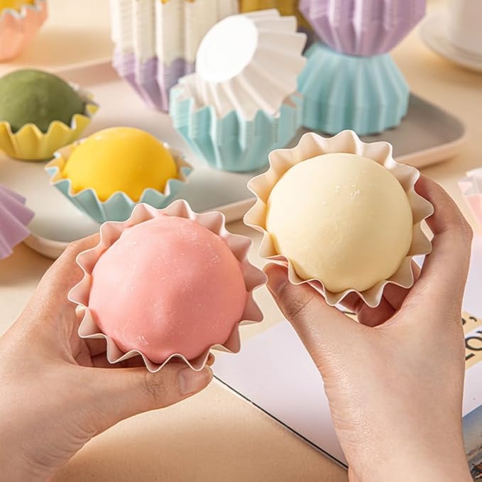 100 PCS Baking Cups Cupcake Liner, Brioche Paper Cup Standard Muffin Wrappers Greaseproof Coated Paper for Wedding Birthday Holiday Party or Baby Shower (Purple)