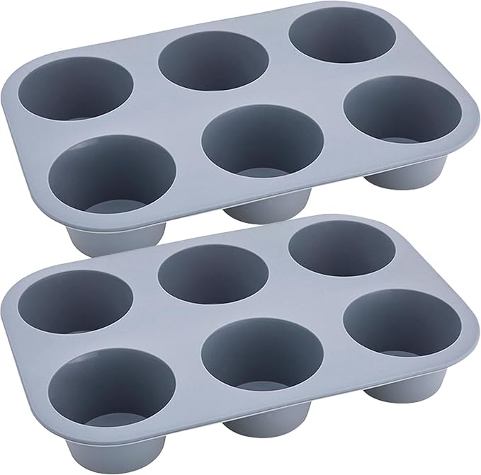 6 Cups Silicone Mini Muffin Pan Set, Nonstick Mini Cupcake Pans, 2pcs BPA Free Small Muffin Tin for Baking