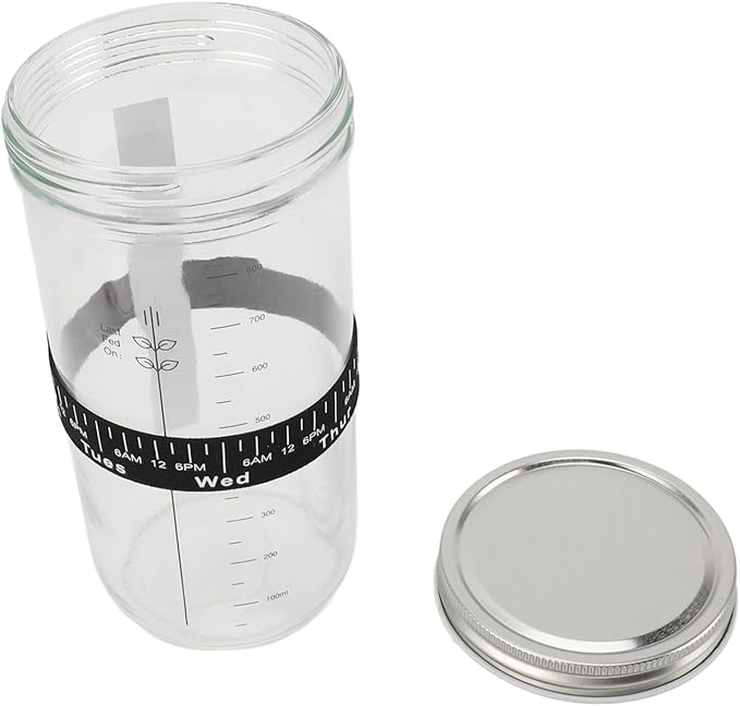 34oz Sourdough Bread Starter Kit, Glass Jar with Silicone Lid, Thermometer, Cloth Cover and Scraper, for Sourdough Bread Baking Supplies, Fun yeast lovers