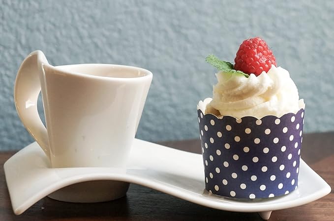 Paper Baking Cups (Polka Dots), Greaseproof Disposable Cupcake Liners (Navy Blue, Large Cups (50-Pack))